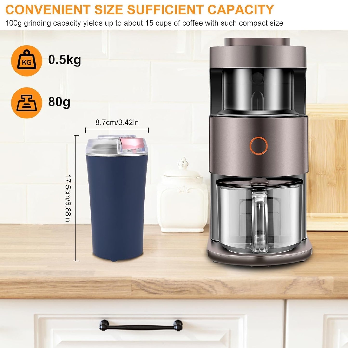 Portable Electric Coffee Grinder Spice & Coffee Bean Grinder Stainless Steel 4 Blade Mixer Grinder