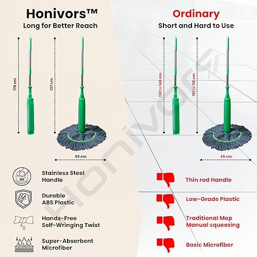 Moppers for Cleaning 2 in 1 Dehydrated, Self-Wringing Mop