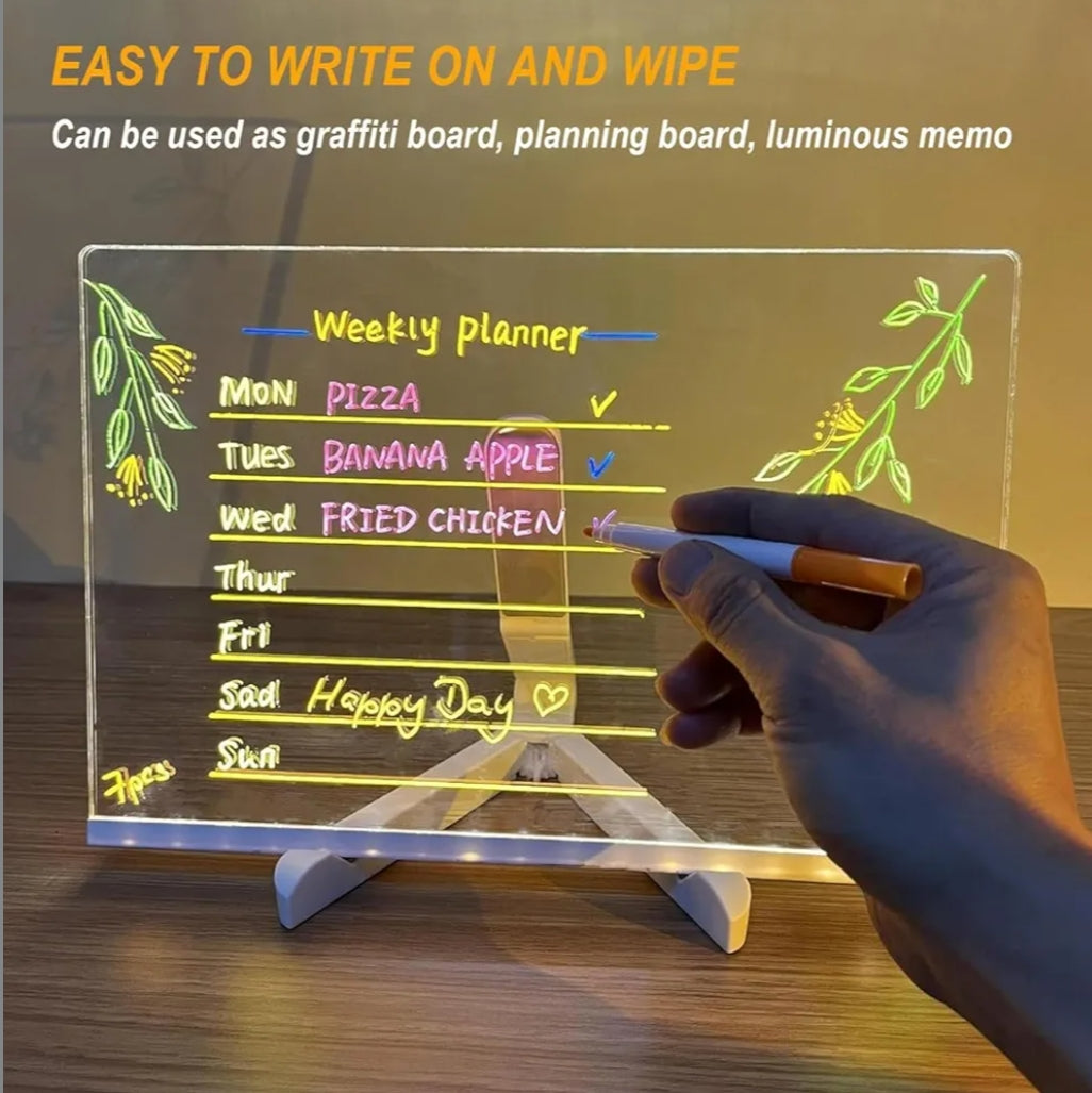 3D Acrylic Writing Pad With Pen Message Board Rewritable Table Lamp For Study Led Light Office Home Decor Gift