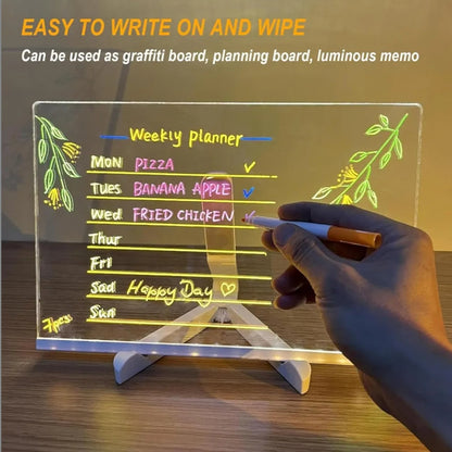 3D Acrylic Writing Pad With Pen Message Board Rewritable Table Lamp For Study Led Light Office Home Decor Gift