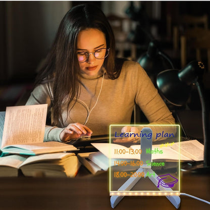 3D Acrylic Writing Pad With Pen Message Board Rewritable Table Lamp For Study Led Light Office Home Decor Gift